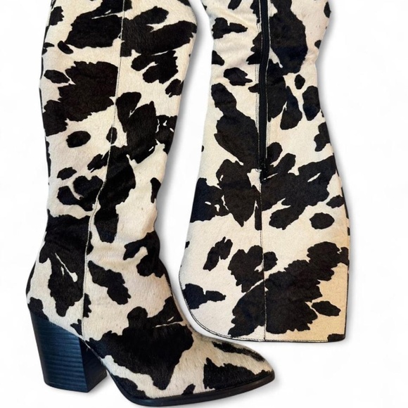 INC Black & white cow print knee high boots - Picture 3 of 5